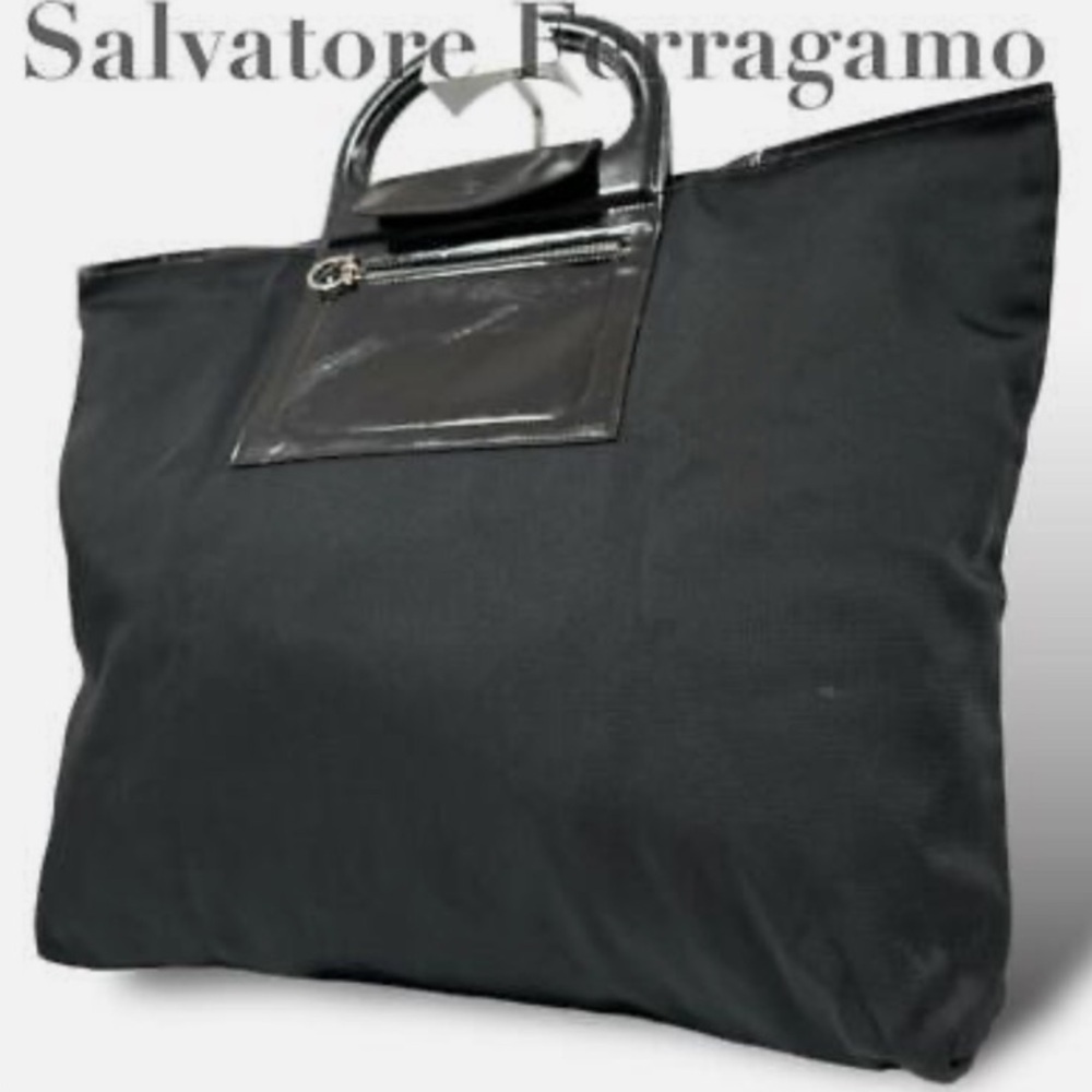 Salvatore Ferragamo Nylon Leather-Trimmed Tote Bag